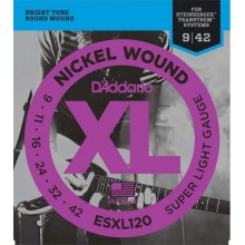Струни для електрогітари D'Addario ESXL120 Nickel Wound Double Ball End Steinberger Super Light Electric Strings 9/42