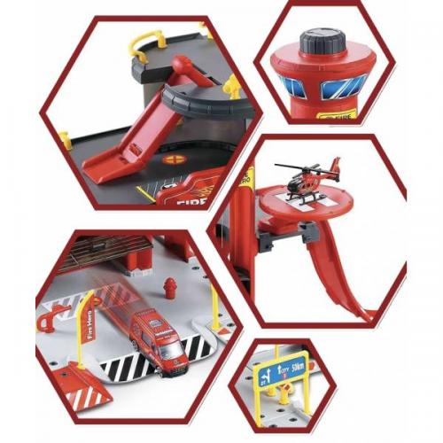 Ігровий набір пожежника Combuy Гараж для машинок з парковкою та ліфтом на 3 поверхи  Ігровий набір пожежника Combuy Гараж для машинок з парковкою та ліфтом на 3 поверхи