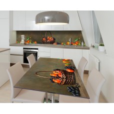 Наклейка 3Д вінілова на стіл Zatarga «Хурма та цитруси» 600х1200 мм для будинків, квартир, столів, кав'ярень, кафе