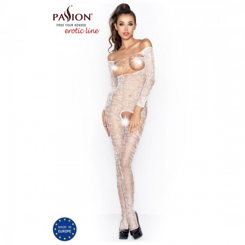 Бодістокінг Passion BS031 white, комбінезон з відкритими грудьми в інтернет супермаркеті PbayMarket!