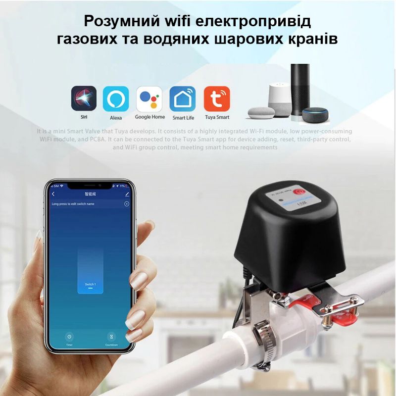 Електропривід шарового крану wifi сервопривід бездротовий 12 вольт для кранів 3/4 дюйма Nectronix CW-20DN