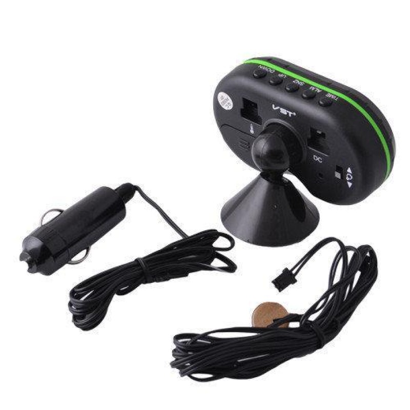 Годинник термометр вольтметр автомобільний VST 7009V Чорний із зеленим (008099)