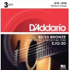 Струни для акустичної гітари 6 шт D'Addario EJ12-3D 80/20 Bronze Medium Acoustic Guitar Strings 13/56