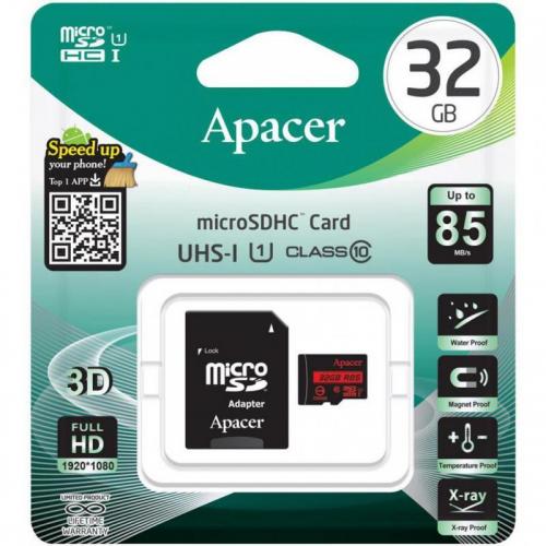 Карта пам'яті MicroSDHC 32GB UHS-I Class 10 Apacer + SD adapter (AP32GMCSH10U5-R) в інтернет супермаркеті PbayMarket!