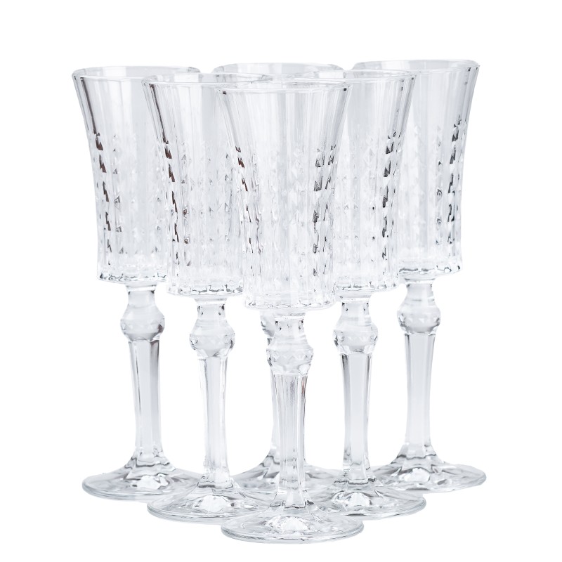 Набір бокалів для шампанського на високій ніжці TS Kitchen 6 штук по 145 мл прозорий (HP51B)