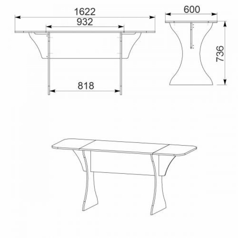 Розкладний стіл-книга Компанит 8 93,2х60х73,6 см Альба білий