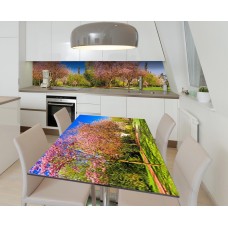 Наклейка 3Д вінілова на стіл Zatarga «Квітучі сакури» 600х1200 мм для будинків, квартир, столів, кав'ярень.