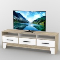 Тумба під телевізор Тиса Мебель ТВ-352 Дуб сонома Білий 58x44x180 см Тумба під телевізор Тиса Мебель ТВ-352 Дуб сонома Білий 58x44x180 см