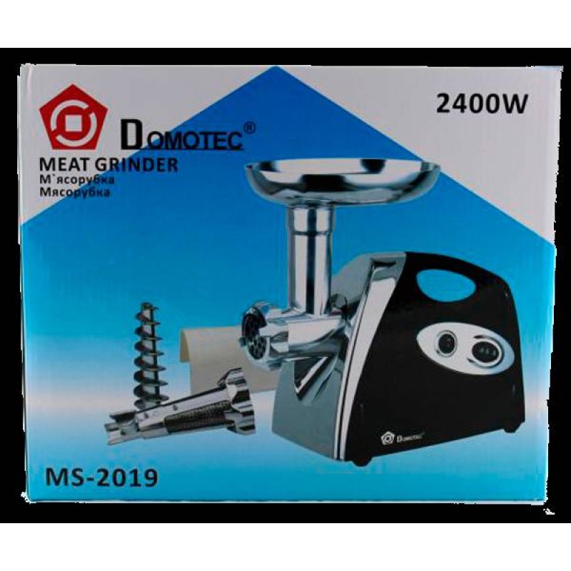 М'ясорубка електрична із соковижималкою Domotec MS-2019 чорна 2400W (4334_1838)