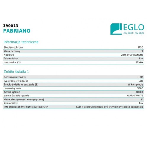 Люстра Eglo Fabriano 86x3.5x150 см Біло-чорний (EG390013) Люстра Eglo Fabriano 86x3.5x150 см Біло-чорний (EG390013)