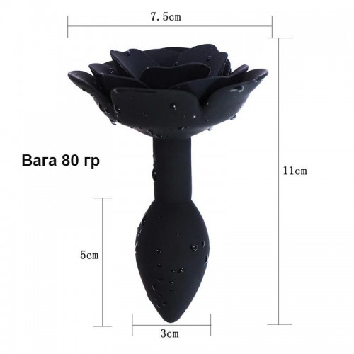 Анальна пробка з трояндочкою Чорна We Love в інтернет супермаркеті PbayMarket!