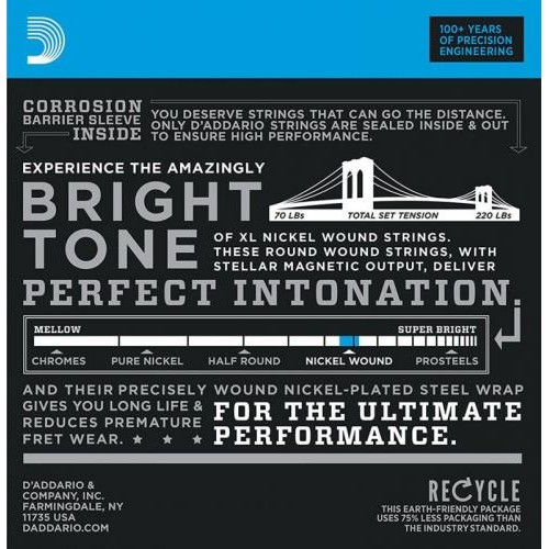Струни для електрогітари D'Addario EXL120-8 Nickel Wound Super Light Electric 8-Strings 9/65 Струни для електрогітари D'Addario EXL120-8 Nickel Wound Super Light Electric 8-Strings 9/65