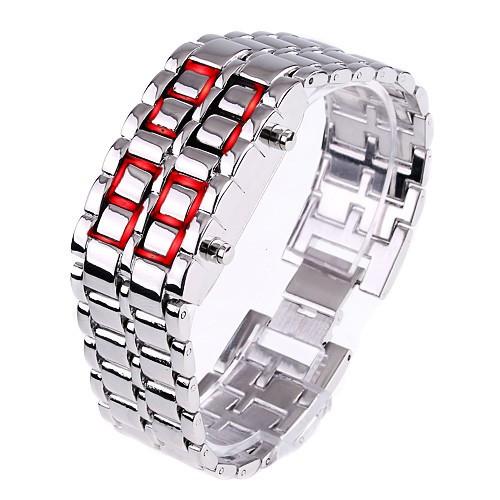 Годинник-браслет Led Watch Iron Samurai, Сріблястий з червоними світлодіодами ( IBW012SR ) Годинник-браслет Led Watch Iron Samurai, Сріблястий з червоними світлодіодами ( IBW012SR )