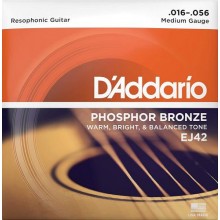 Струни для акустичної гітари D'Addario EJ42 Phosphor Bronze Medium Resophonic Guitar 16/56