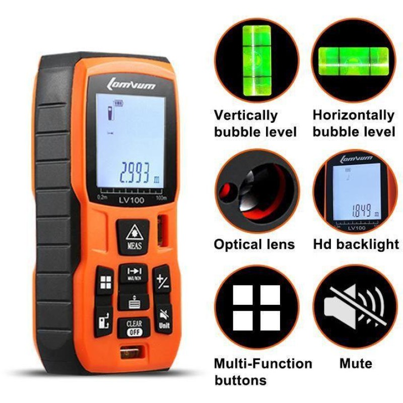 Далекомір лазерний Lomvum LV60 60м 5731, помаранчевий