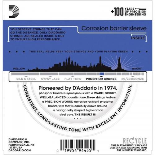Струни для акустичної гітари 12 шт D'Addario EJ37 Phosphor Bronze 12-54 Струни для акустичної гітари 12 шт D'Addario EJ37 Phosphor Bronze 12-54