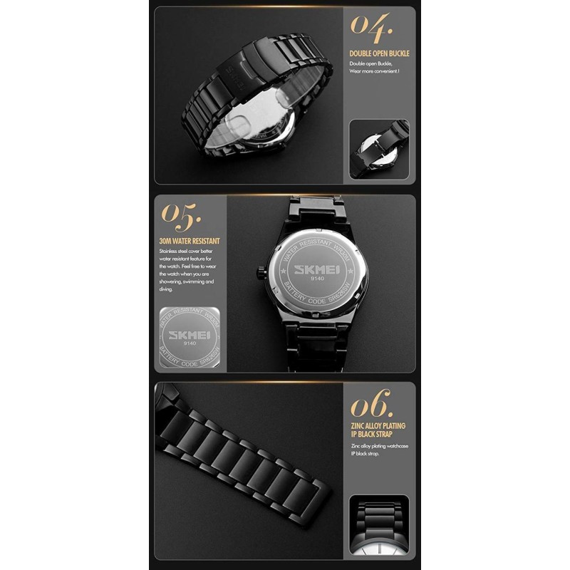 Чоловічий наручний годинник Skmei 9140 Чорний