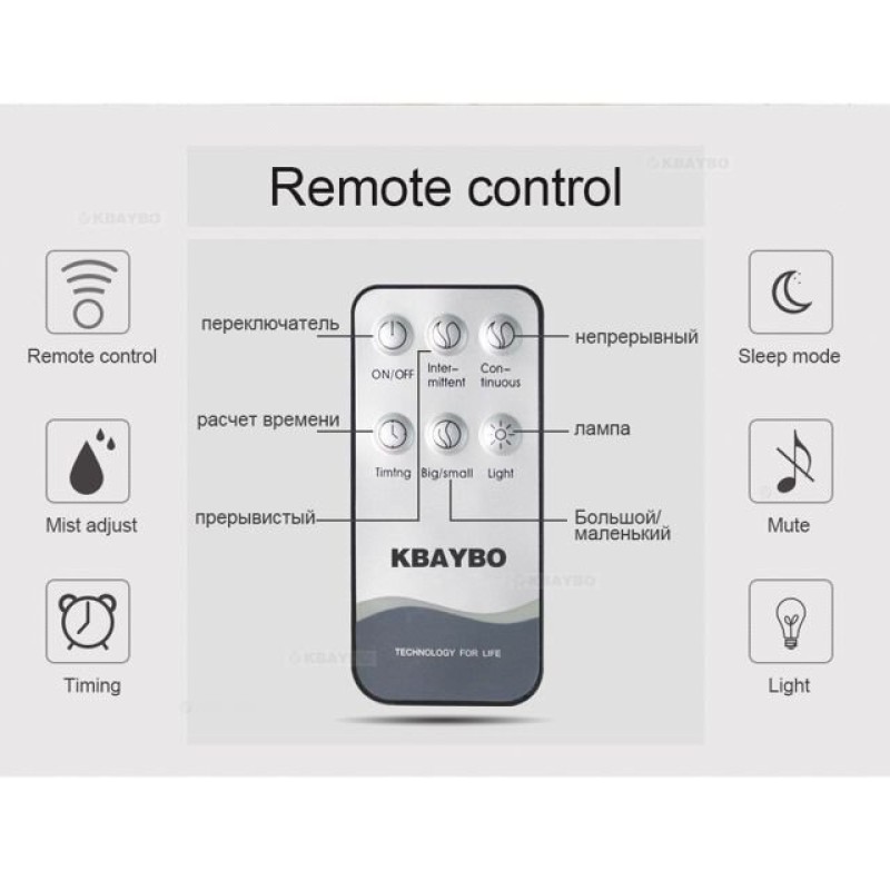 Настільний зволожувач повітря для кімнати з підсвічуванням Kbaybo L500, 7 кольорів, 500 мл, пульт ДУ