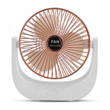 Настільний вентилятор безшумний акумуляторний Portable Fan F138 Біло-мідний
