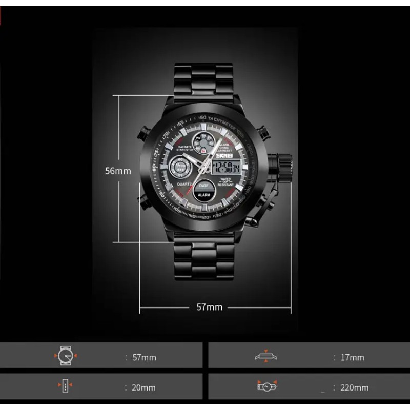 Чоловічий спортивний наручний годинник Skmei 1515 Чорний