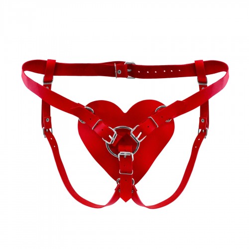 Трусики Серце для страпону з натуральної шкіри Feral Feelings - Hearts Strap-on Belt Red в інтернет супермаркеті PbayMarket!