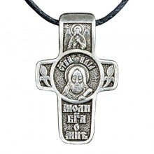 Хрест натільний посріблений Silvering Ілля Святий Преподобний Ілля Муромець Печерський 3х1,8х0,2 см (21691)
