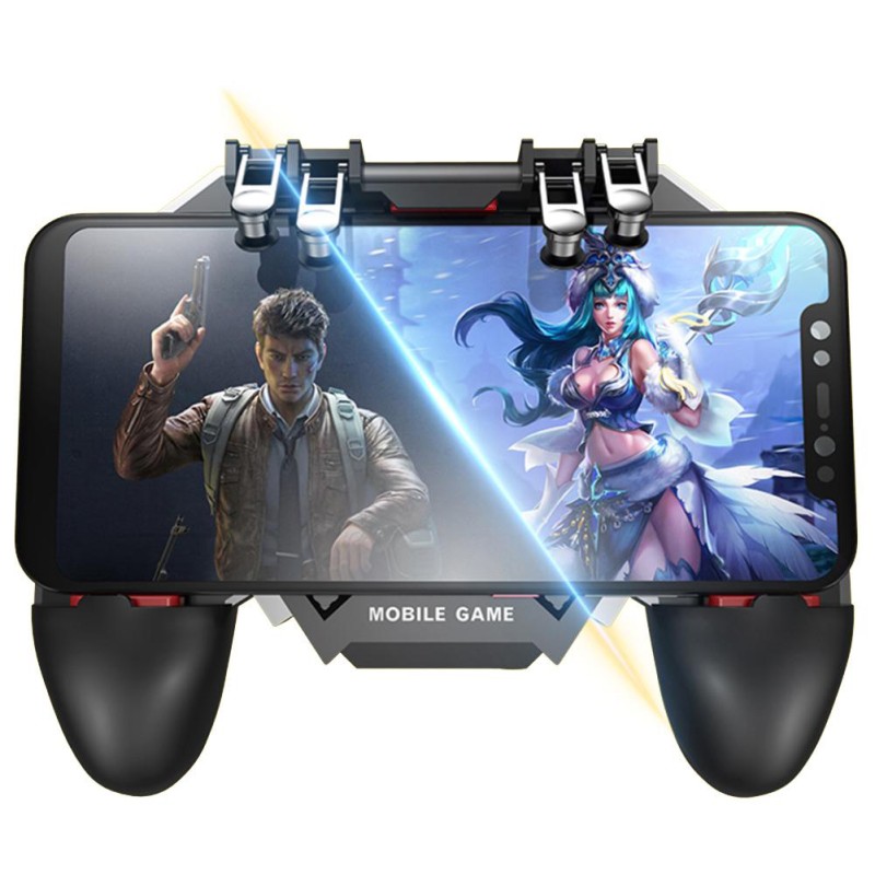 Бездротовий геймпад тригер для смартфонів Union PUBG Mobile AK77 з вентилятором та акумулятором на 4000 mAh + напальчники