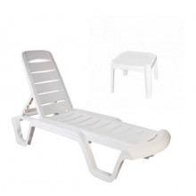 Комплект шезлонг Майями SDM, 192х63 см + столик для шезлонга 47х47х35 см поліпропилен, Білий