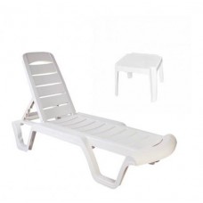 Комплект шезлонг Майями SDM, 192х63 см + столик для шезлонга 47х47х35 см поліпропилен, Білий