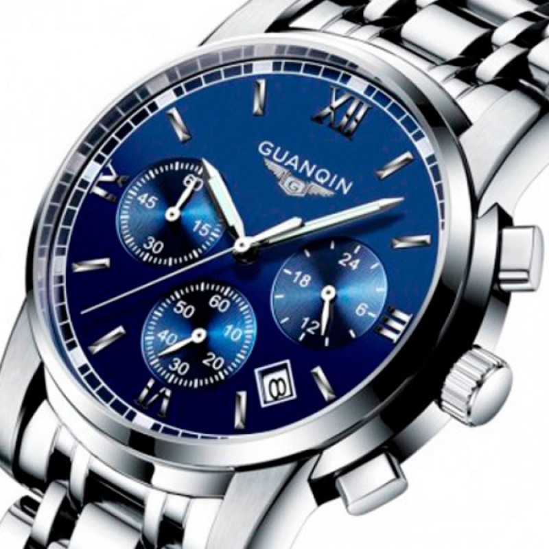 Годинник чоловічий Guanquin Liberty Silver