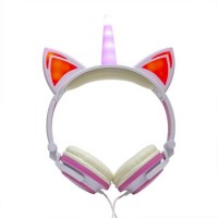 Навушники Linx Unicorn Ear Headphone з вушками Єдиноріг LED Рожевий (2996)