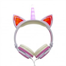 Навушники Linx Unicorn Ear Headphone з вушками Єдиноріг LED Рожевий (2996)
