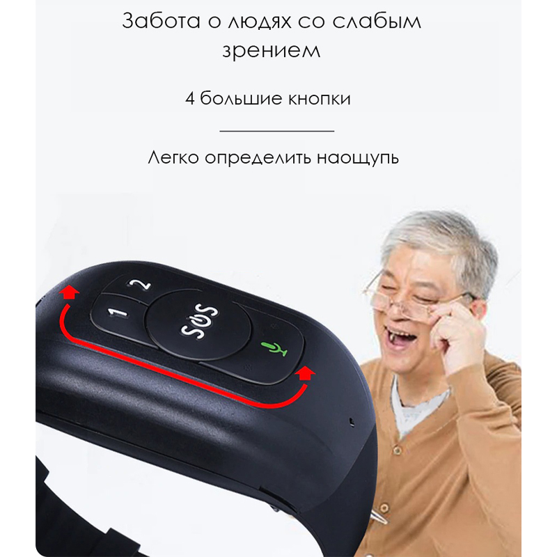 4G GPS браслет трекер багатофункціональний для дітей та літніх людей ReachFar RF-V48 з червоною SOS