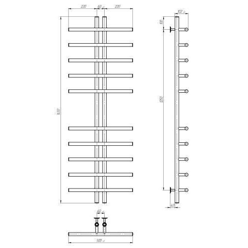 Сушарка електрична Gray П10 60х1450 Deffi Чорний JD04 Ліве підключення (A.GY.145.6.10.E.B.L.2) в інтернет супермаркеті PbayMarket!