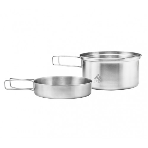 Набір посуду з нержавіючої сталі Terra Incognita Pot Pan Set M для 2х осіб 1.4/0.6 л Сірий (TI-PotPanM)