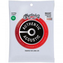 Струни для акустичної гітари Martin MA530T 92/8 Lifespan Treated Phosphor Bronze Extra Light Authentic Acoustic Guitar Strings