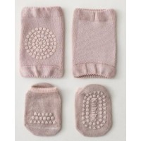 Набір наколінників та шкарпеток дитячих для повзання малюків Hoz Children Knee One Size Light Rose (SK001587)