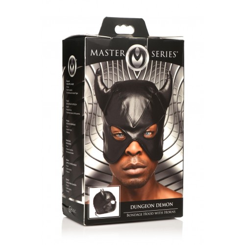 Маска Master Series Dungeon Demon Bondage Mask with Horns - Black в інтернет супермаркеті PbayMarket!