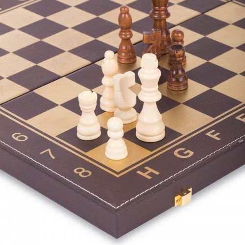 Шахи, шашки, нарди 3в1 шкірозамінник L3508 (MR08697)