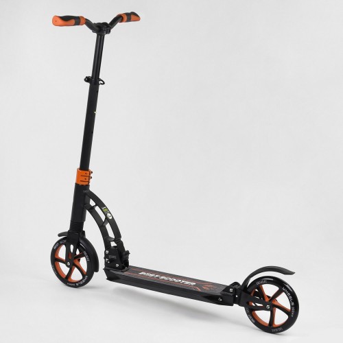 Самокат двоколісний Best Scooter з PU колесами та 2 амортизаторами Black/Orange (100075)
