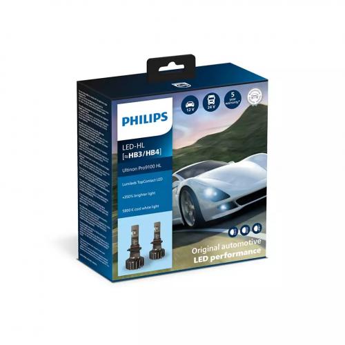 Комплект світлодіодних ламп Philips HB3/HB4 11005U91X2 LED Ultinon Pro9100 12/24V 2 штуки