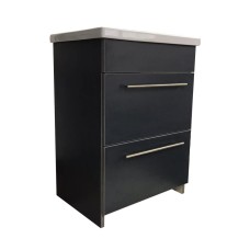 Тумба пластикова Mikola-M Антрацит 2.0 60 см з висувними ящиками з прямокутним умивальником