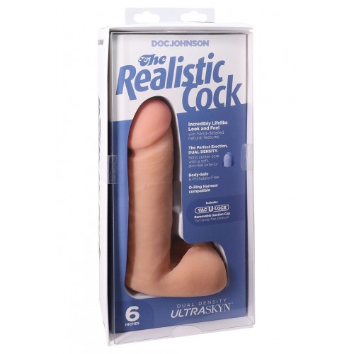 Фалоімітатор Doc Johnson The Realistic Cock 6 inch White – ULTRASKYN, Vack-U-Lock, діаметр 4,3 см в інтернет супермаркеті PbayMarket! Фалоімітатор Doc Johnson The Realistic Cock 6 inch White – ULTRASKYN, Vack-U-Lock, діаметр 4,3 см в інтернет супермаркеті PbayMarket!