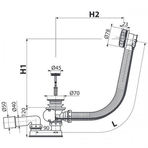 Сифон для ванни Alcaplast A55K-100