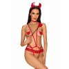 Еротичний костюм чортика зі стреп Obsessive Evilia teddy red L/XL, боді, чокер, накладки на соски, о в інтернет супермаркеті PbayMarket!