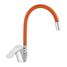 Змішувач для кухні ZERIX YUB 279 з помаранчевим гнучким виливом (ZX0443)
