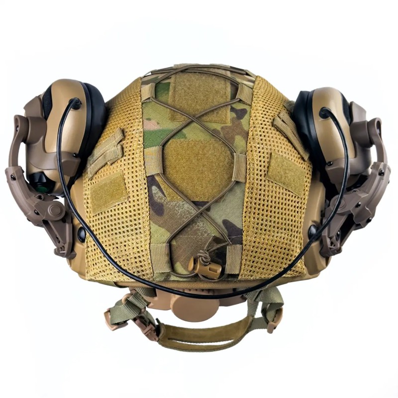 Комплект шолом кевларовий FAST Helmet NIJ IIIA/навушники Earmor M32 Mod3 з чебурашкою/кавер XL Мультикам