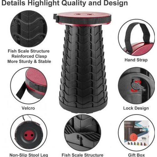 Складаний туристичний стілець No Brand Telescopic stool 47х25 см Чорно-червоний (2104618605) Складаний туристичний стілець No Brand Telescopic stool 47х25 см Чорно-червоний (2104618605)