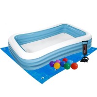 Дитячий надувний басейн Intex 58484-2 прямокутний, 305 х 183 х 56 см, з кульками 10 шт, підстилкою, насосом