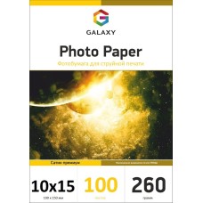 Фотопапір Galaxy 260 г/м2 RC Сатин 10x15 см Білий 100 шт